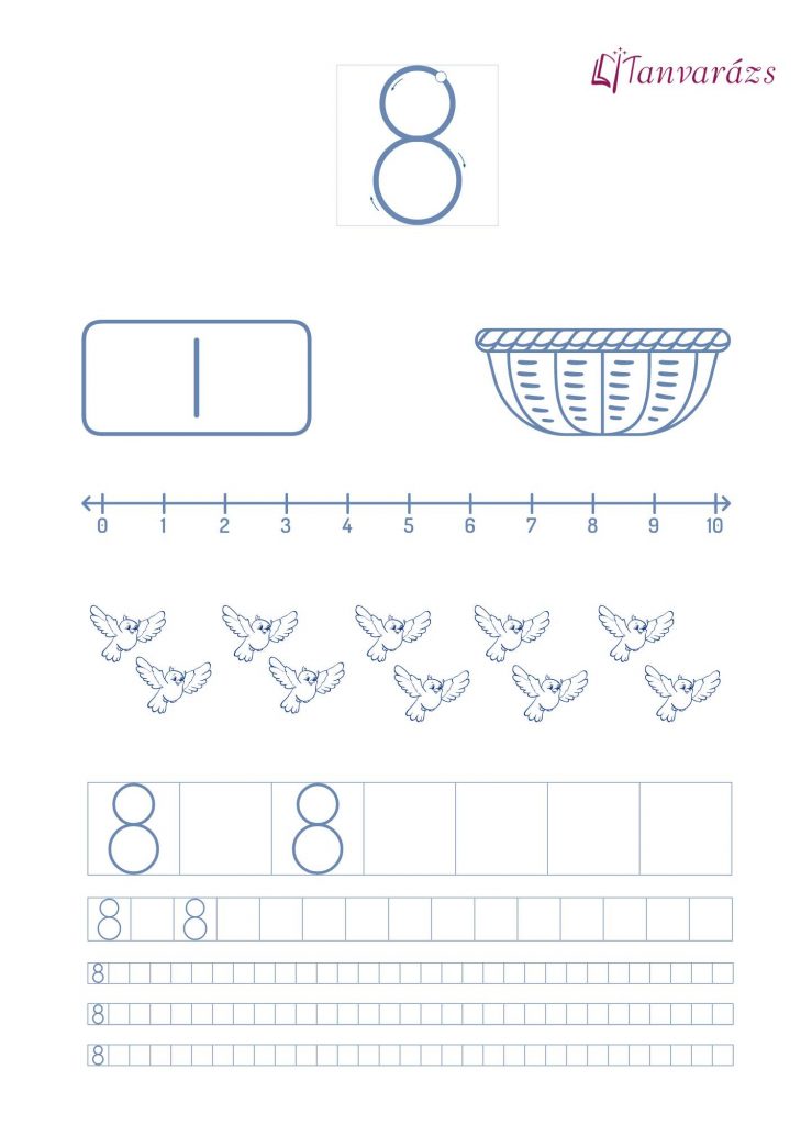 Számok gyakorlása 1-től 10-ig: 8