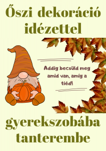 Őszi dekoráció idézettel osztályterembe vagy otthonra