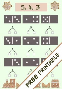 Breaking Numbers with Dominoes – 1st Grade Math Worksheet (Up to 5)