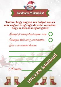 Levél a Mikulásnak – Nyomtatható sablon gyerekeknek