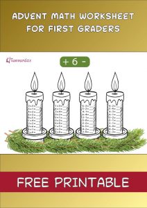 Advent Math Worksheet for First Graders (Developing Calculation Skills) – Colorable Candles