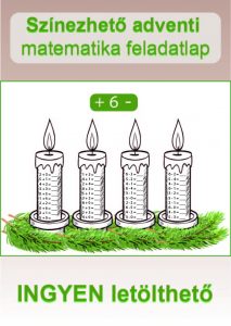 Adventi matematika feladatlap első osztályosoknak (számolási rutin fejlesztése)– Színezhető gyertyákkal