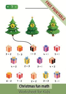Fun christmas math worksheet for first graders – Addition and subtraction practice