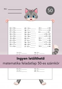 Cicás feladatlap 50-es számkörben – Számolási rutin fejlesztésére