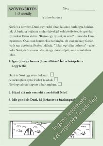 Egyszerű szövegértés feladatlap elsősöknek és másodikosoknak (barlang)