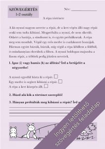 Egyszerű szövegértés feladatlap elsősöknek és másodikosoknak (nyuszi)