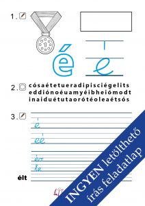 Színezhető feladatlap az „é” betű írásának gyakorlásához – játékos tanulás gyerekeknek