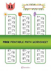Free printable math worksheet for first graders – Practicing number 11 decomposition with fun spring-themed exercises. Engaging math activities with colorful tulip designs to help kids learn number breakdown and number complements.