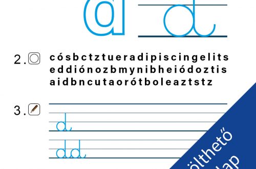 Színezhető feladatlap a d betű írásának gyakorlásához gyerekeknek – játékos írástanulás szülőknek és tanároknak.