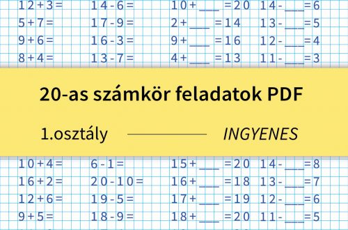 20-as számkör feladatok PDF – ingyenes matematika feladatlap első osztályosoknak