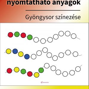 Nyomtatható iskolai előkészítő gyöngysor színező játék óvodásoknak. A gyerekeknek ki kell találniuk a mintázat szabályát, majd folytatniuk kell a megfelelő színekkel.