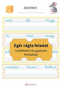Letölthető írásgyakorló feladatlap első osztályosoknak – egérrágta feladat hiányos szavak kiegészítéséhez és leírásához.