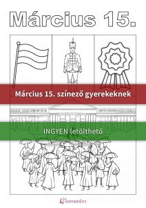Március 15 színező gyerekeknek – letölthető és nyomtatható feladatlap a magyar forradalom megismeréséhez. A gyerekek kiszínezhetik a magyar zászlót, a kokárdát, egy huszárt és a Nemzeti Színház előtti történelmi jelenetet.