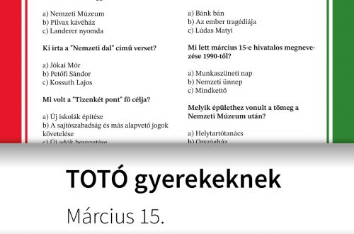 Március 15-i totó gyerekeknek – nyomtatható kvíz az 1848-as forradalom eseményeiről és jelentőségéről.