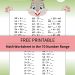 Bunny-themed first-grade math worksheet for practicing addition, subtraction, and number bonds within the number range up to 70. The image features a playful bunny character (NEWSI) with spring-themed elements, designed to make learning math fun and engaging.