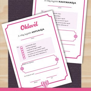 Anyák napi köszönet, interaktív oklevél anyukák és nagymamák számára. Az oklevél gyerekeknek szól, ahol kifejezhetik hálájukat.