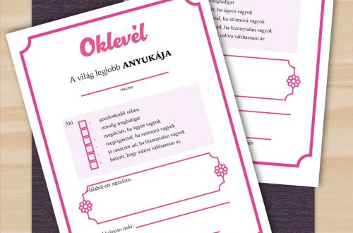 Anyák napi köszönet, interaktív oklevél anyukák és nagymamák számára. Az oklevél gyerekeknek szól, ahol kifejezhetik hálájukat.