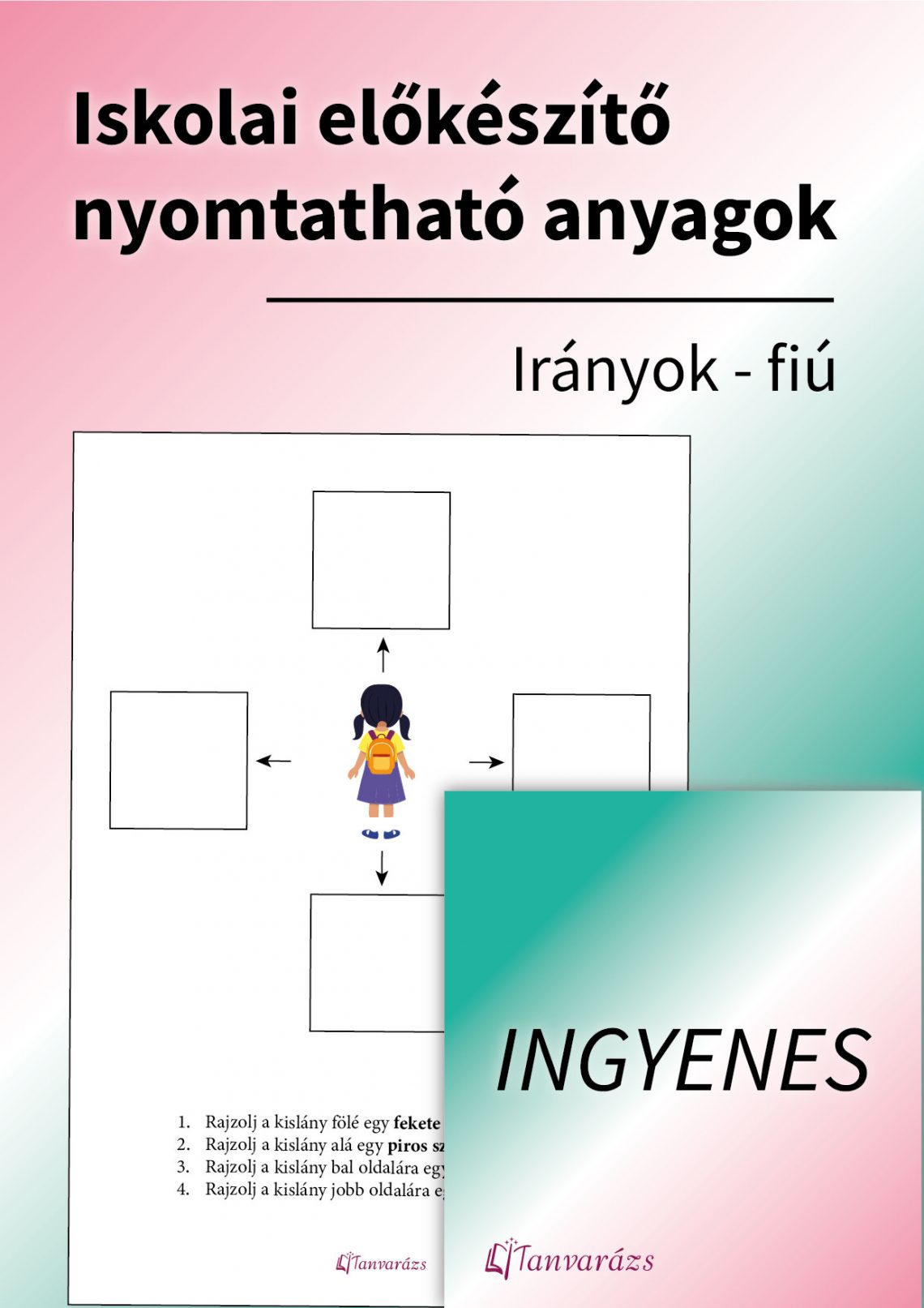 Ez a nyomtatható feladatlap segít a gyerekeknek az irányok gyakorlásában játékos módon. A kislányos változatban a gyerekek különböző irányokba rajzolnak, miközben erősítik a térbeli tájékozódásukat, ami fontos a betűk és számok írásában.