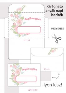 Színes anyák napi borítéksablon virágmintával, személyre szabható felirattal és az anyák napi köszöntőhöz tökéletes mérettel.