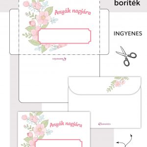 Színes anyák napi borítéksablon virágmintával, személyre szabható felirattal és az anyák napi köszöntőhöz tökéletes mérettel.