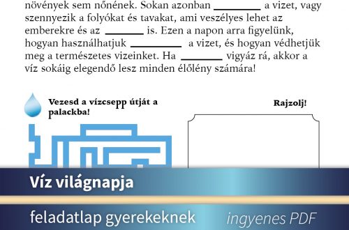 Játékos víz világnapja feladatlap gyerekeknek – ingyenes PDF letöltés víztakarékosság és környezettudatosság fejlesztésére.
