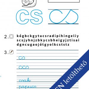Letölthető írásgyakorló feladatlap első osztályosoknak – cs betű írásának játékos gyakorlása színezéssel és betűkereső feladattal.