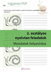 Második osztályos nyelvtan feladatok - mondatok helyesírása csigás feladatlappal
