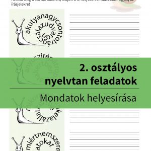 Második osztályos nyelvtan feladatok - mondatok helyesírása csigás feladatlappal