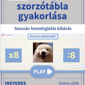 8-as szorzótábla gyakorlása – interaktív online játék
