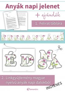 Anyák napi jelenetletölthető ÉDESANYÁM felirattal és linkgyűjteménnyel