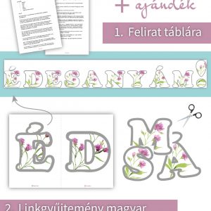 Anyák napi jelenetletölthető ÉDESANYÁM felirattal és linkgyűjteménnyel