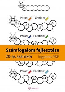 Számfogalom fejlesztése kukacos feladatlap segítségével, hiányzó számokkal és színezős páros-páratlan feladattal.