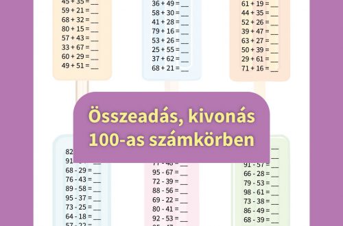 Több összeadás, kivonás 100-as számkörben, gyerekeknek szánt színes jégkrém témájú feladatokkal.