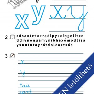 Első osztályos feladatlap x és y betűk írásához színezéssel.