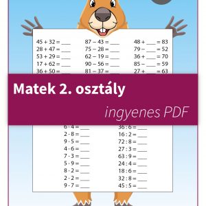 Matek 2. osztály feladatlap kapibara illusztrációval