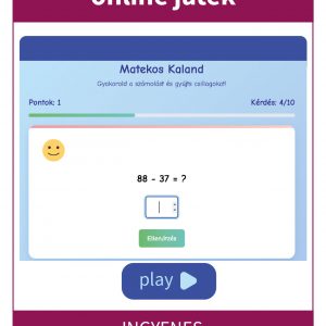 Matematika 2. osztály online jaték gyerekeknek, amivel a számolási rutint lehet fejleszteni