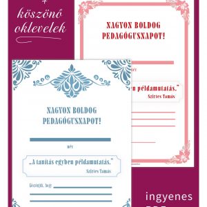 pedagógusnapra idézet – letölthető köszönő oklevél tanároknak ajándékba