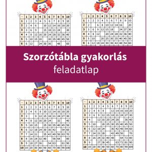 Szórakoztató bohócos szorzótábla gyakorlás feladatlap, ahol a gyerekek kitalálják a hiányzó számokat. Segít a szorzótábla gyakorlásában játékos módon.