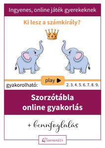 A szorzótábla online gyakorlás segítségével a gyerekek játékosan tanulhatják meg a szorzókat, miközben fejlesztik a koncentrációt és a problémamegoldó képességet. Az interaktív feladatok motiválják a gyerekeket a folyamatos gyakorlásra. A "Ki lesz a számkirály?" játék minden szorzótáblát lefed, így célzottan lehet gyakorolni a gyenge pontokat is.