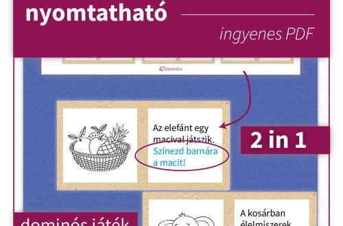 Nyomtatható dominó játék szövegértés fejlesztéséhez 1. osztályosoknak