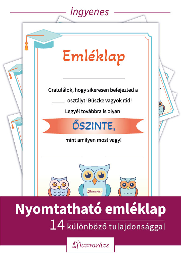 Nyomtatható emléklapok: Személyre szabott elismerés gyerekeknek, 14 különböző tulajdonsággal. Töltsd le ingyen a tanítók számára készített PDF-et!