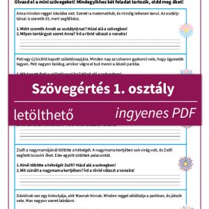Szövegértés 1. osztály letölthető, ingyenes feladatlap, tíz rövid szöveggel és egyszerű kérdésekkel, amelyek segítik a gyerekeket a szövegértési készségeik fejlesztésében.