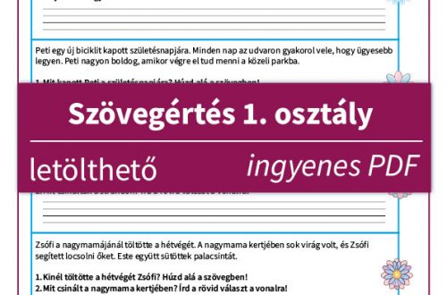 Szövegértés 1. osztály letölthető, ingyenes feladatlap, tíz rövid szöveggel és egyszerű kérdésekkel, amelyek segítik a gyerekeket a szövegértési készségeik fejlesztésében.