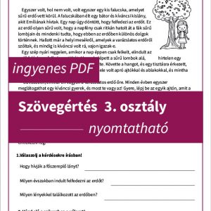 Szövegértés 3. osztály nyomtatható feladatlap: Varázslatos erdő. Ingyenes PDF feladatlap, amely szövegértési feladatokat, igaz-hamis állításokat és időrendi sorrendbe állítást tartalmaz.