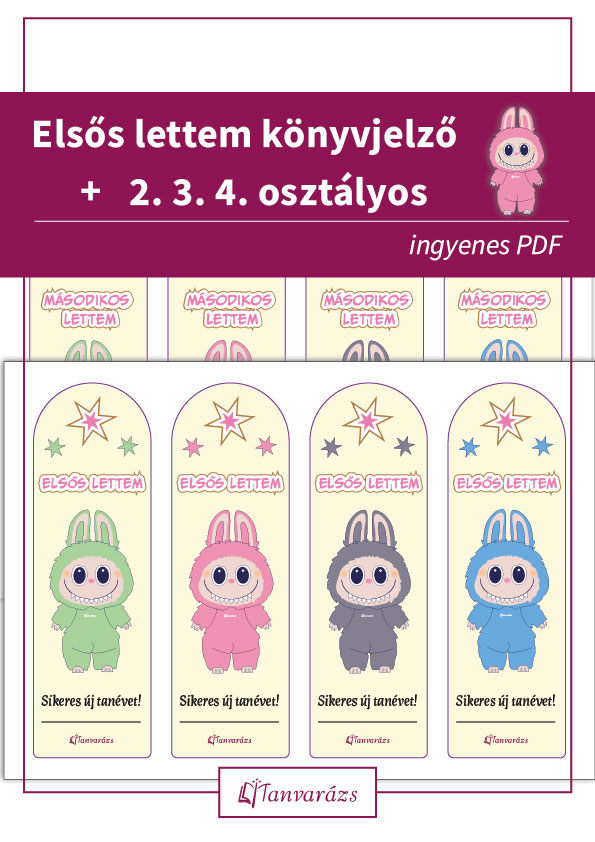 Elsős lettem könyvjelző – színes, kedves és praktikus ajándék elsősöknek, ingyenesen letölthető PDF formátumban.