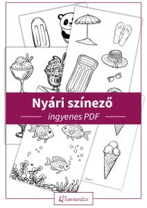 Nyári színező: 5 nyári témájú színezőlap, köztük fagyikehelyek, halacskák, jégkrémek, strandkiegészítők és tölcséres fagyik, hogy a gyerekek szórakozva fejleszthessék kreativitásukat és szókincsüket a szünidőben.