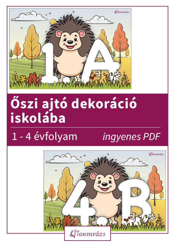 Őszi ajtó dekoráció iskolába – letölthető, színes, barátságos ajtódísz tanítóknak alsós osztályok számára
