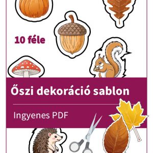 Őszi dekoráció sablon tantermekhez és gyerekszobákhoz, letölthető, nyomtatható őszi falevelekkel és vidám őszi figurákkal.