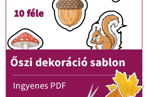 Őszi dekoráció sablon tantermekhez és gyerekszobákhoz, letölthető, nyomtatható őszi falevelekkel és vidám őszi figurákkal.