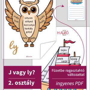 J vagy ly? 2. osztály feladatlap, ahol a gyerekek játékosan gyakorolják a helyesírást képek és szavak segítségével.